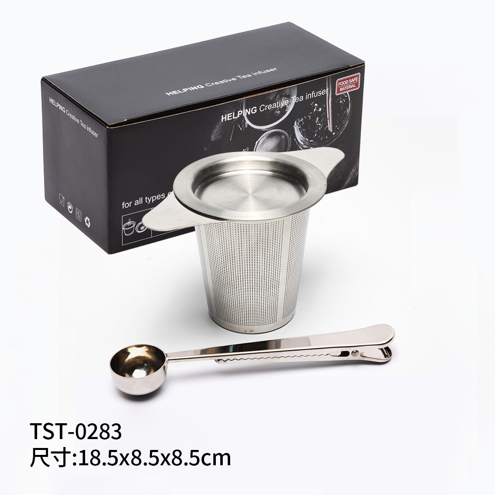 Suministro directo de fábrica fabricante de té 304 colador de té de acero inoxidable simple plegable juego de té binaural accesorios gran cantidad en stock
