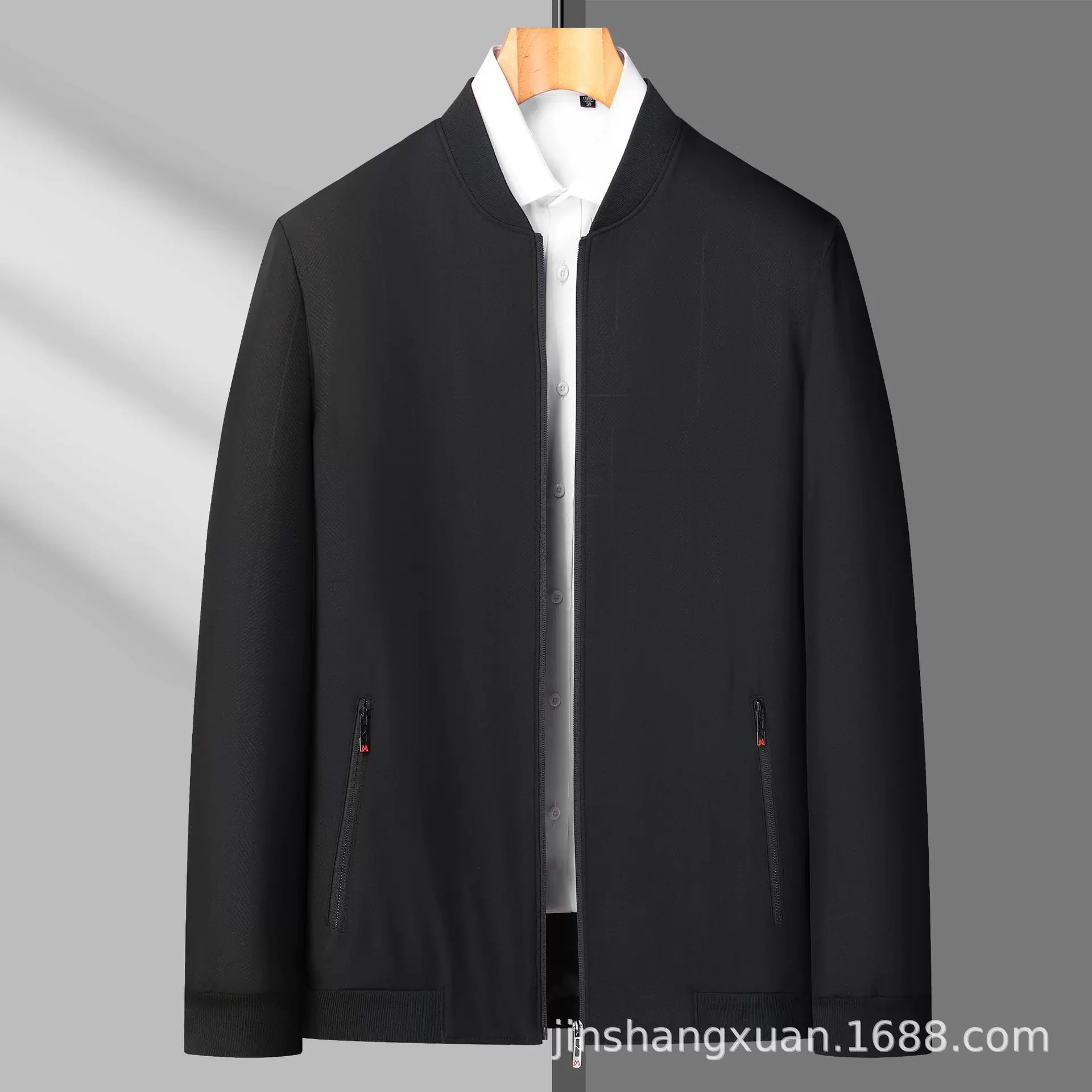 男士夹克爸爸秋装外套干部服中年男士夹克衫秋季中老年人春秋上衣