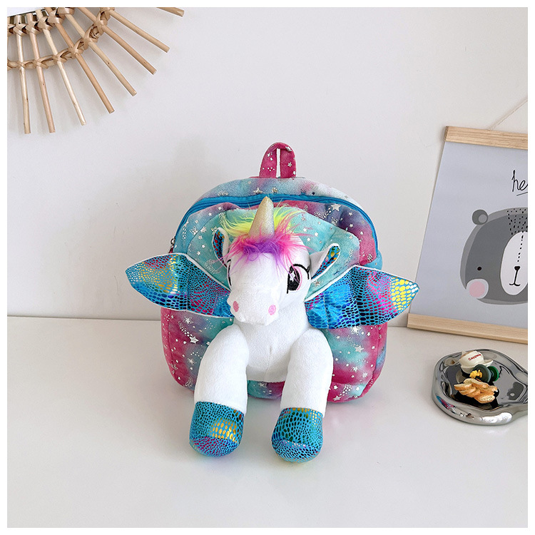 Kindergarten niños de dibujos animados peluche juguete mochila unicornio pequeña bolsa comercio exterior