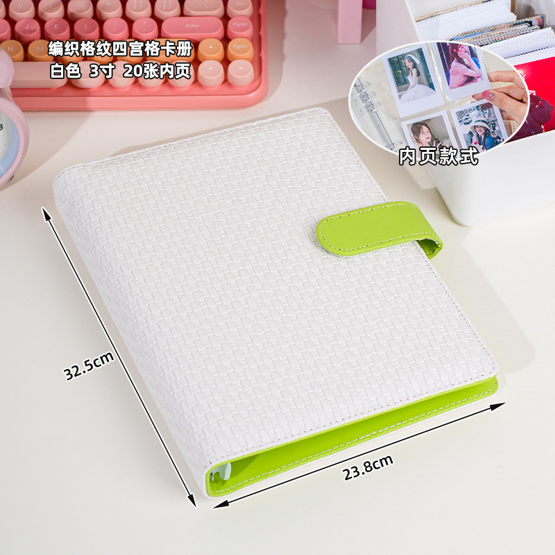 Álbum de tarjetas de cuadrícula de palacio de 4 cuadros tejidos Álbum de fotos Polaroid de gran capacidad y estilo simple Tarjeta pequeña de 3 pulgadas Álbum de almacenamiento de álbumes de ídolos