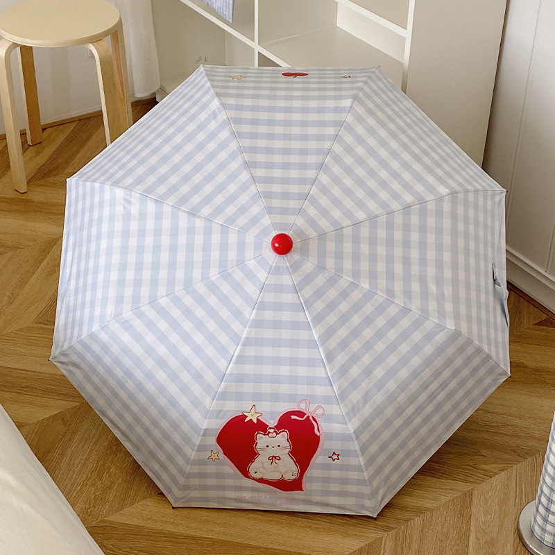红靴子可爱卡通雨伞防晒防紫外线晴雨两用太阳伞便携折叠黑胶伞|undefined