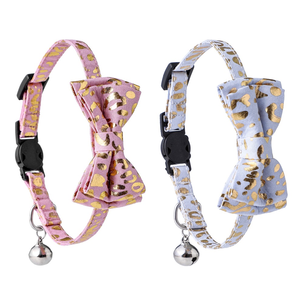 Nuevo estampado transfronterizo estampado leopardo punto arco de doble capa desmontable collar de seguridad para mascotas