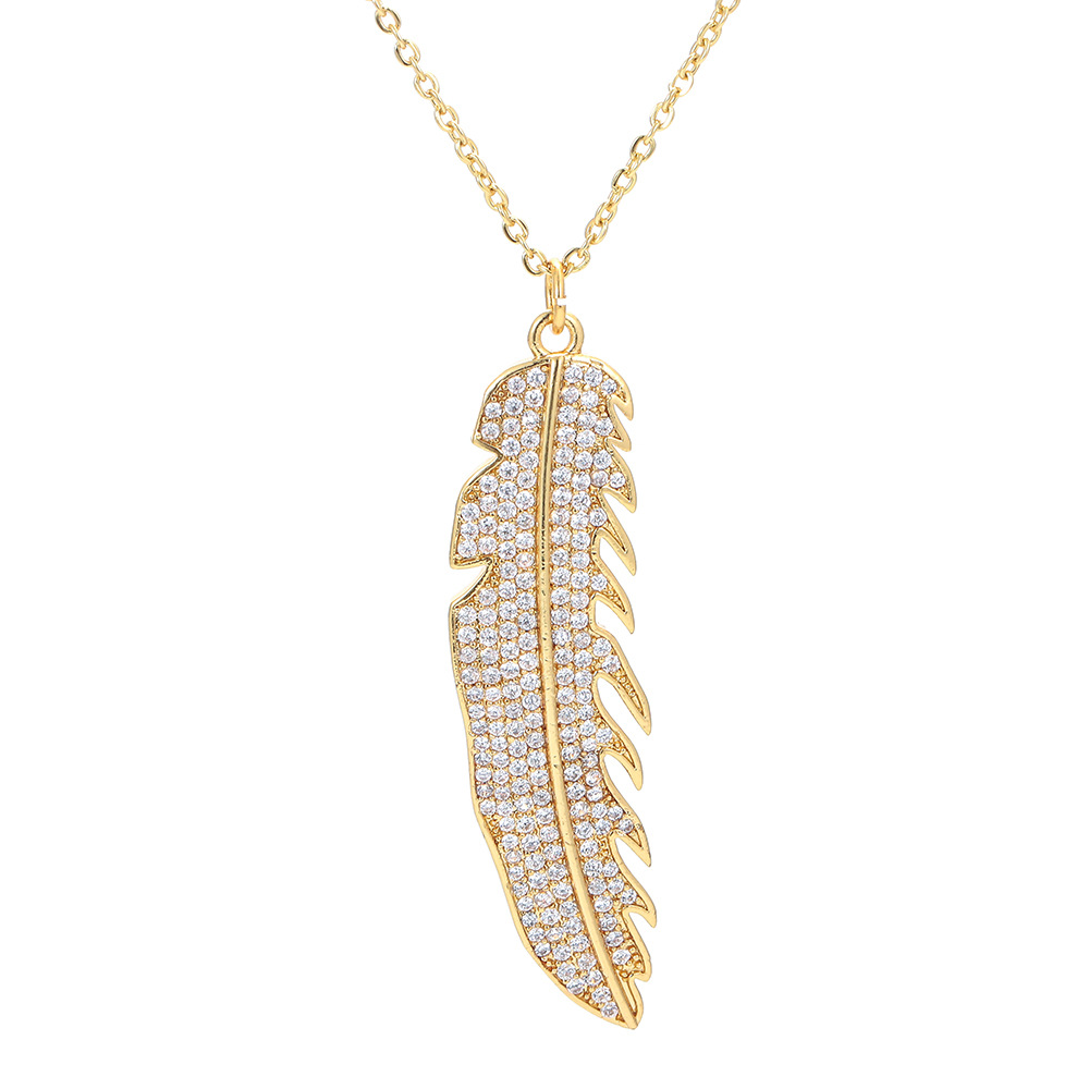 8g Weight Necklace Classification Wedding, Travel Occasion Geometric Pattern Simple Leaf Retro Inlaid Zircon Copper Clavicle Chain Wholesale