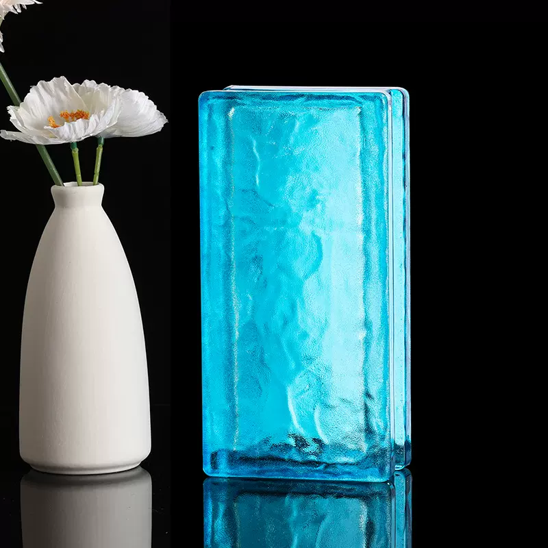 浅蓝色色空心玻璃砖工厂定制彩色艺术装饰幕墙200*100*50MM