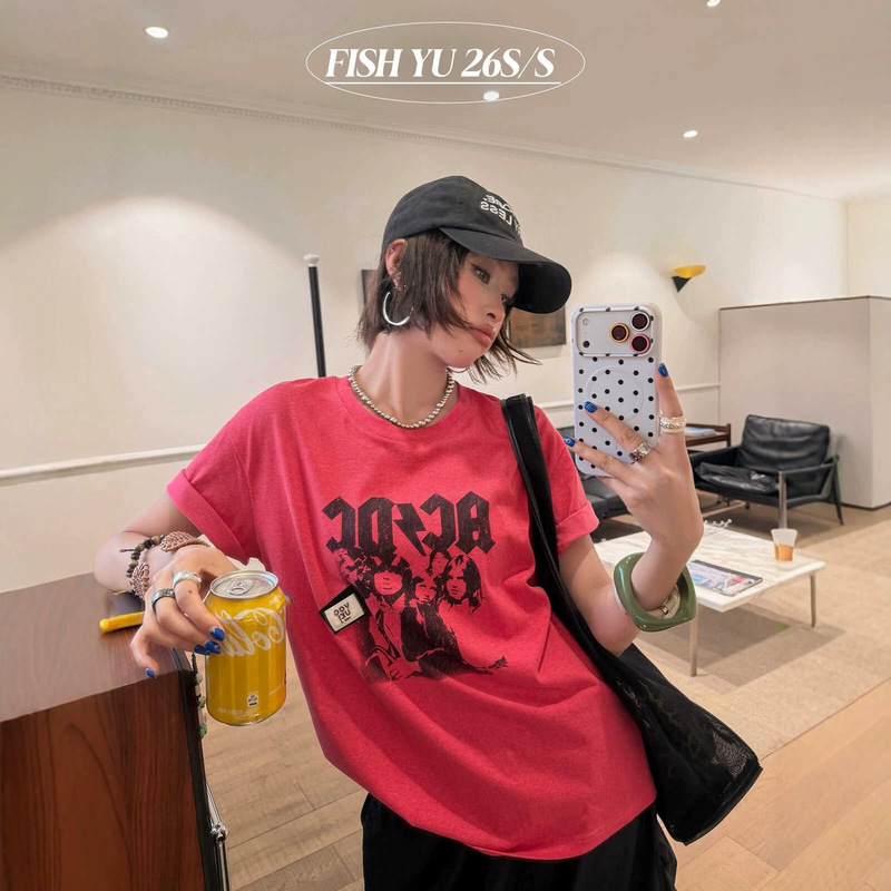 Thirteen Lines Flshyu Summer New American Retro Acdc Rock Band Printed Short-Sleeved T-Shirt for Women 626218 Thirteen Lines Flshyu Summer New American Retro Acdc Rock Band Printed Short-Sleeved T-Shirt for Women 626218