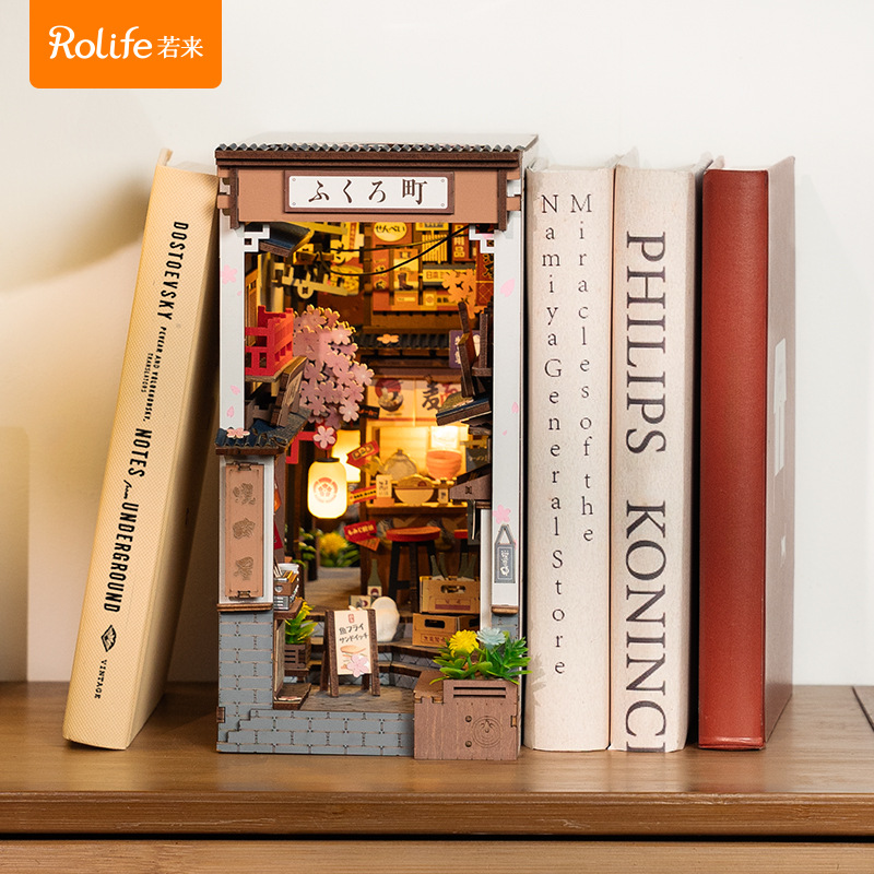 Ruo Lai Luo Sakuramachi diy choza libro de madera rompecabezas modelo tridimensional casa bloque de construcción juguete regalo hecho a mano