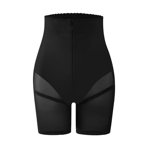 Zippered high-waist tummy-control underwear for women, waist-cinching, tummy-slimming, butt-lifting, boxer-angle safety pants for body shaping and buttocks shaping