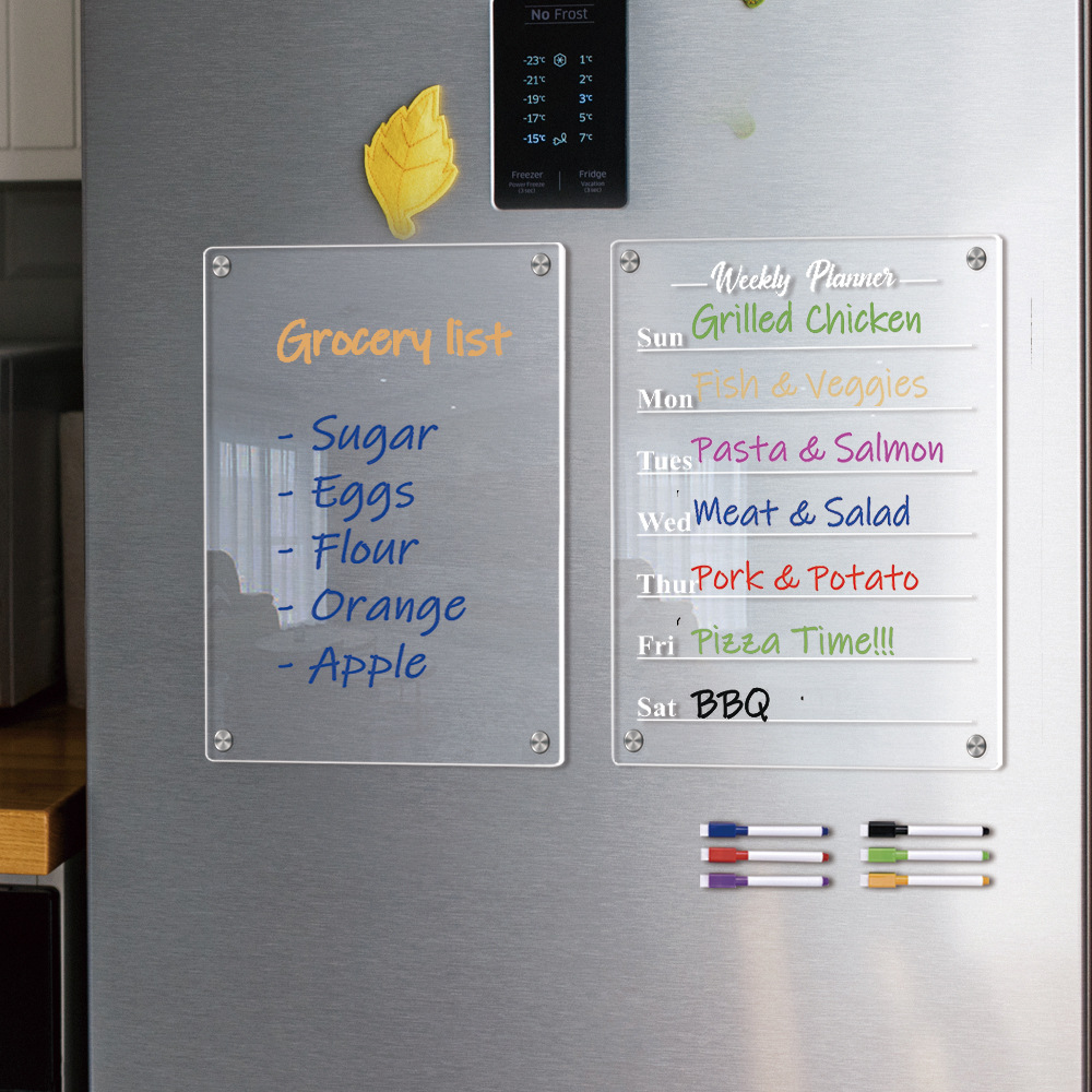 TYU087 transfronterizo acrílico estereoscópico adsorción semanal plan tablero de mensajes borrable DIY pegatinas de refrigerador magnético