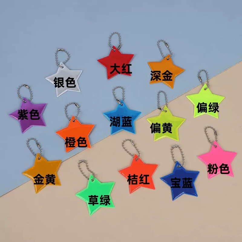 Multi-Color Optional New Amazon Pvc Reflective Five-Pointed Star Pendant Cartoon Kidsren's Star Decorative Keychain