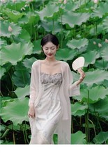 中国风素雅连衣裙夏季年轻少女款高级感改良旗袍新中式套装裙子女