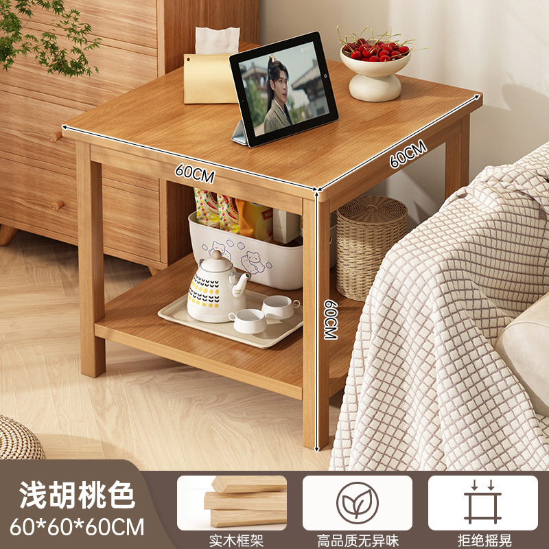 Mesa de té de madera sólida, varios lados de la sala de estar casera, estante moderno simple, mesa de té de balcón