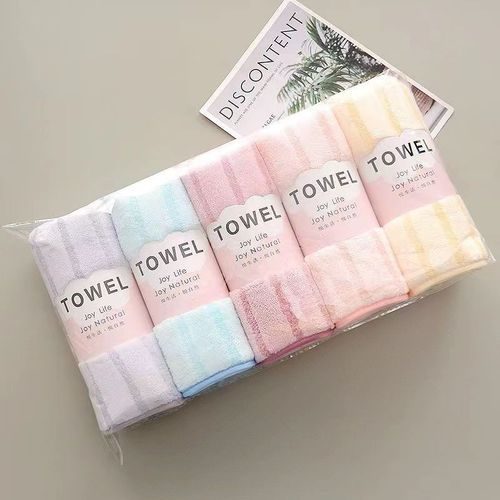 Manufacturer wholesale warp knitted colorful striped coral velvet towel soft absorbent face towel cationic striped floor stall towel