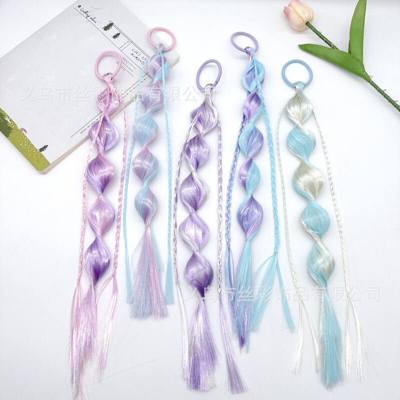 Foreign Trade Kidsren's Wig Braids, Seven-Colorful Lantern Braids, Bubble Braids, Hair Ties, High Elastic Headbands, Ponytail Hair Accessories Foreign Trade Kidsren's Wig Braids, Seven-Colorful Lantern Braids, Bubble Braids, Hair Ties, High Elastic Headbands, Ponytail Hair Accessories