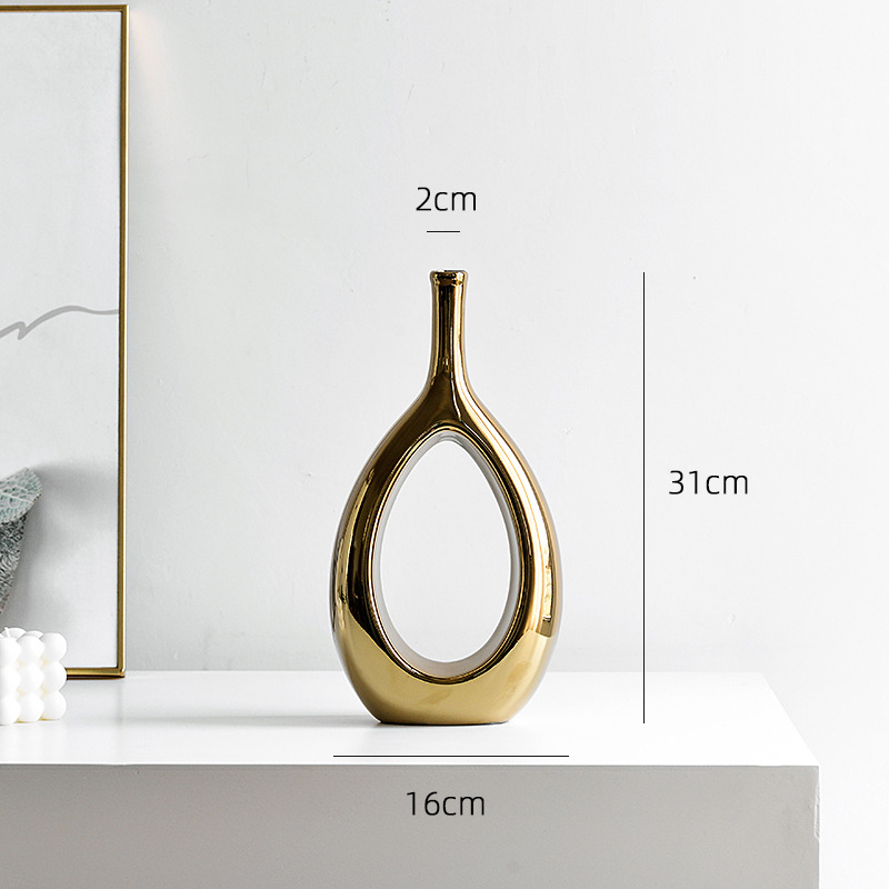 짧은 전기도금 금 꽃병