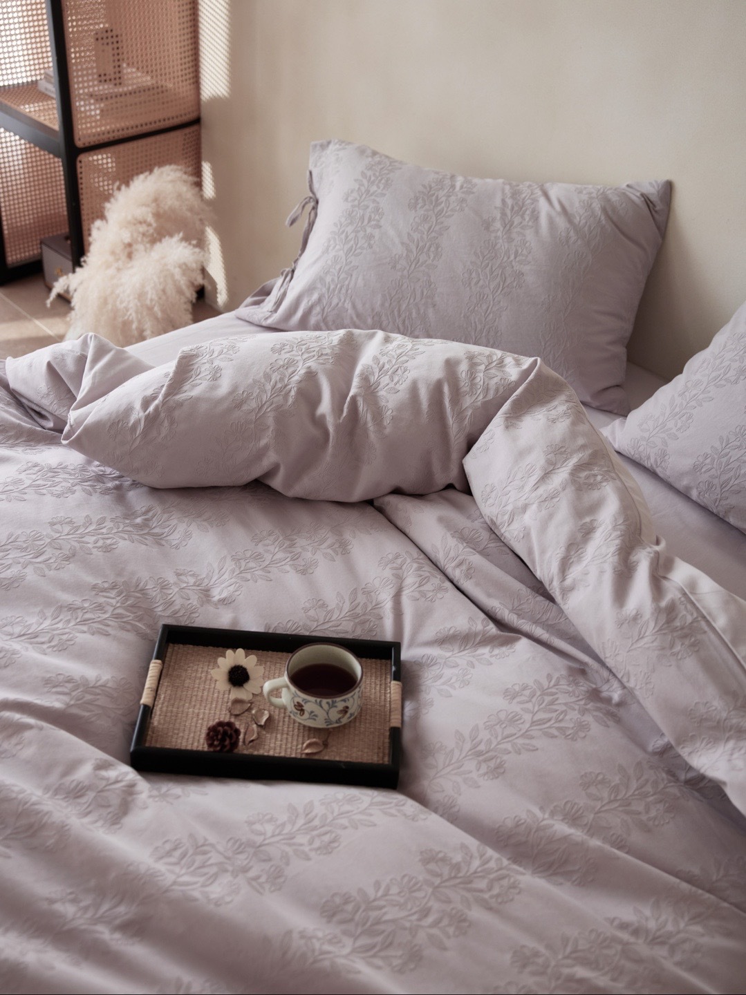 Parure de lit en coton jacquard style scandinave housse couette_voghion.com