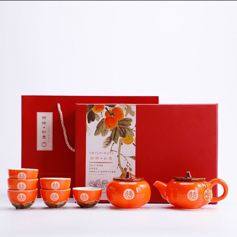 αεεεεεζ더블 행복 레드 선물 상자, 냄비 1개, 캔 1개, 컵 6개 αεεεεζ