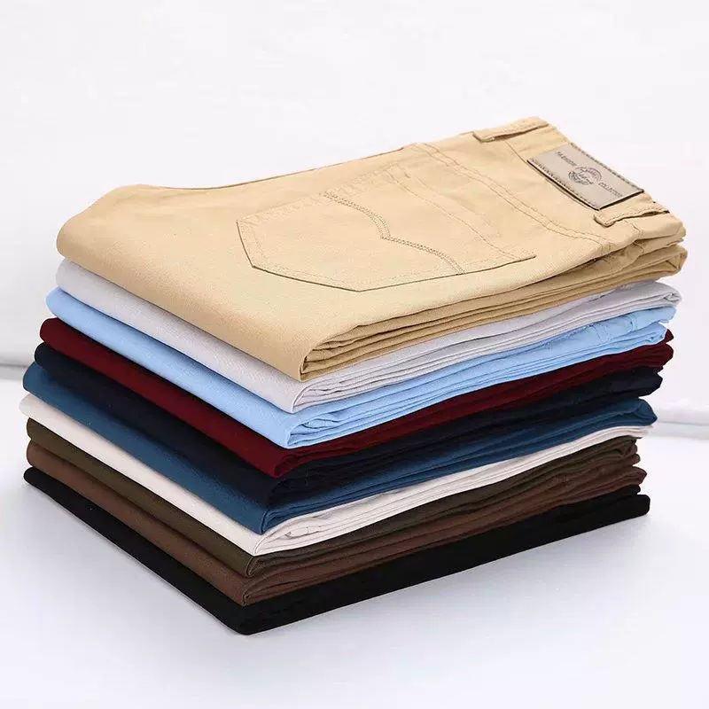 Весенние и осенние мужские повседневные мужские брюки сплошной цвет прямые брюки молодежные большие размеры мужские корейские тонкие штаны внешней торговли