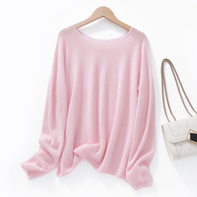 Silk Cashmere [Goat Cashmere + Wool] New Style Round Neck Skin-Friendly Soft Pullover Long-Sleeve Knit Sweater for Women