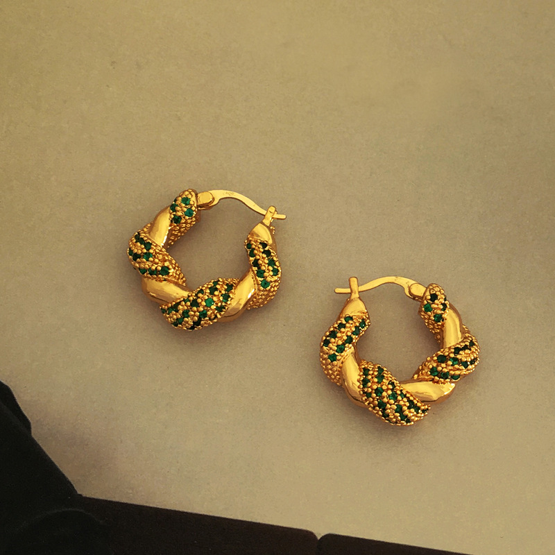 Fashion Geometric Copper Hoop Earrings Plating Zircon Copper Earrings