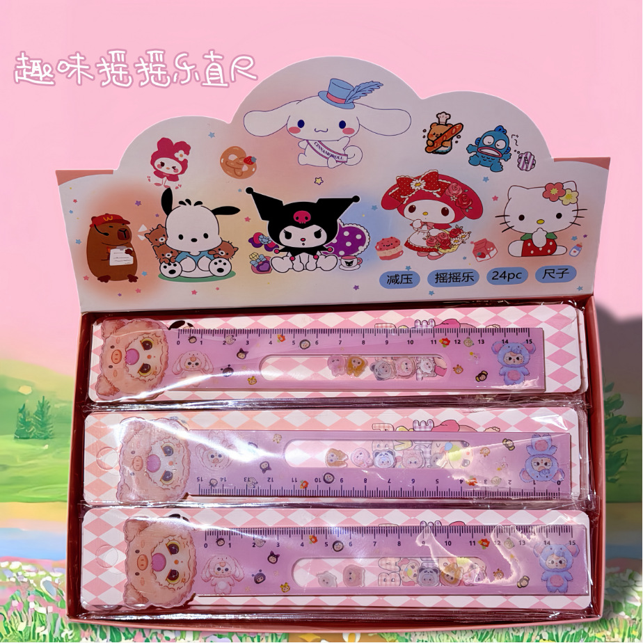 Nuevos productos interesantes reglas de música de rotación reglas acrílicas de tres años creativas de reducción de presión de papelería para estudiantes de aprendizaje papelería