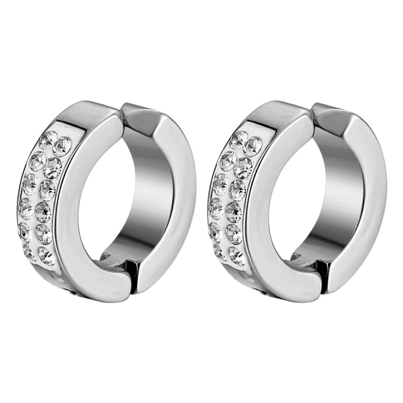 Wholesale cross-border e-commerce hot stainless steel hand-polished 4*9 slotted diamond ear buckle ear clip fashion earrings