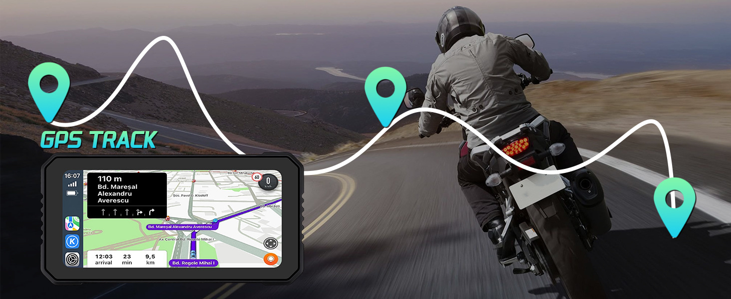 6.25inch Motorcycle Carplay Dual Lens Dash Cam Wifi Bluetooth Gps Wired Control Front and Rear 2K