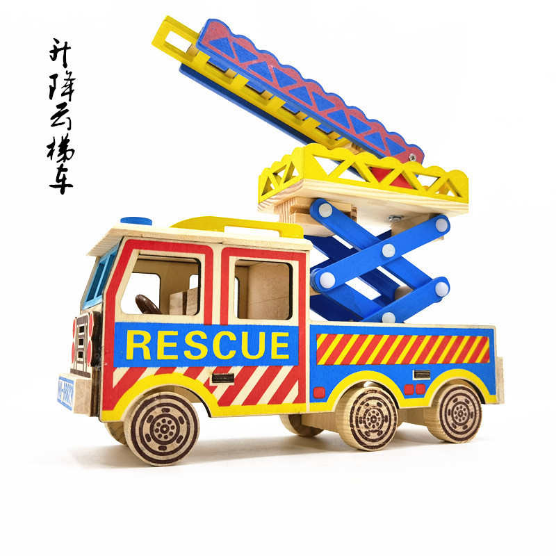 卸売りの木製工芸品の置物は消防のはしごの車の創意的な家庭の模型の木製の置物の誕生日プレゼントをシミュレーションします。|undefined