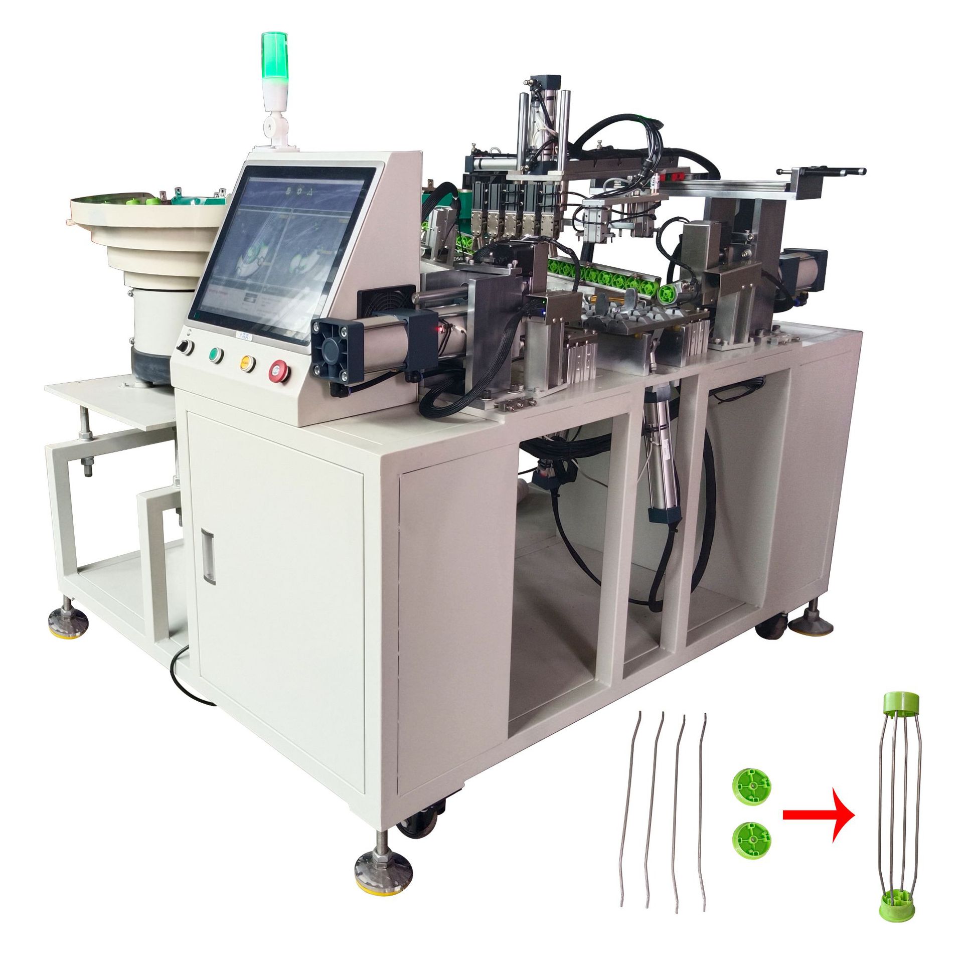 鸟笼支架胶盖组装生产线 油漆刷腻子刷滚刷支架机 滚刷鸟笼支架机