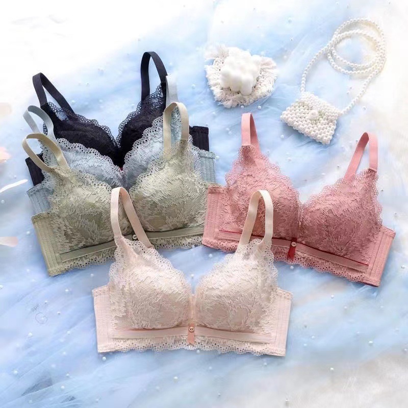 【 Dress color shell 】 Gather no underwire underwear female small chest special lace big chest small sexy adjustment bra