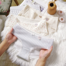 厂家批发甜美碎花少女内裤100A抗菌裆纯棉内裤女大码透气女士内裤