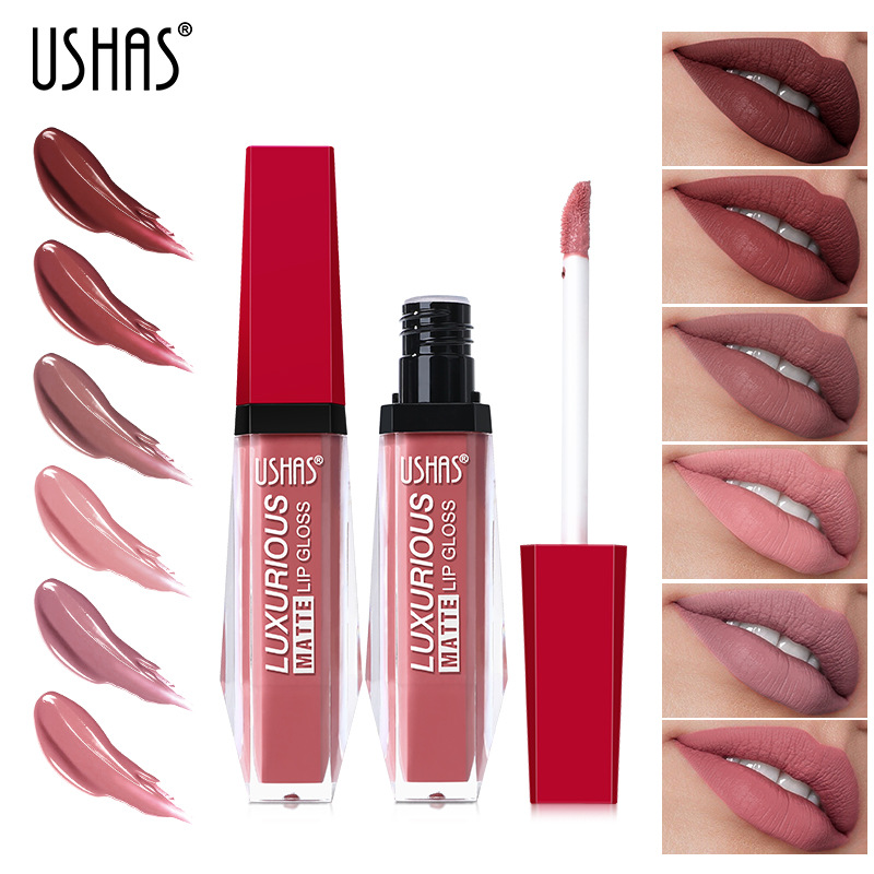 USHAS6 Farbe flüssiger Mund roter Lippenglanz für Frauen_voghion.com