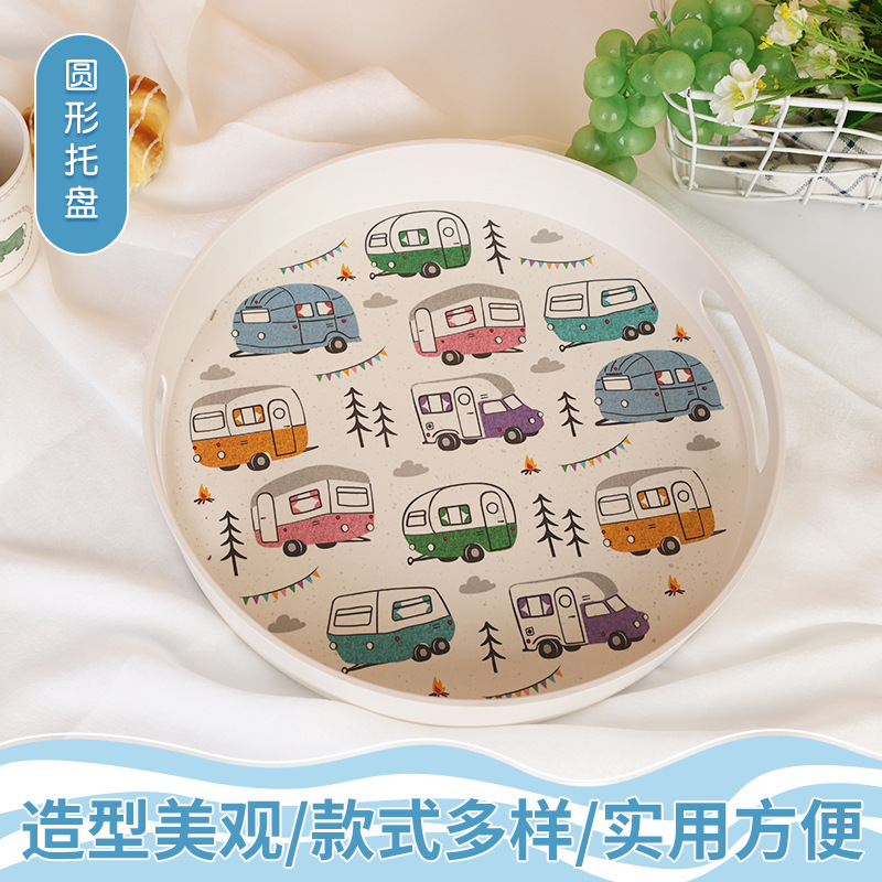 Diverse Round Trays Made of Bamboo Fiber, Eco-Friendly and Biodegradable, Suitable for Breakfast, Household Tableware Wholesale, Environmentally Friendly and Biodegradable