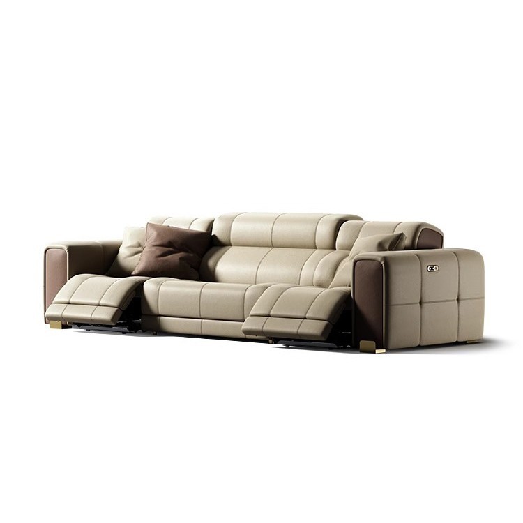 星际沙发时尚零靠墙豪华别墅客厅全真皮沙发意式轻奢直排电动沙发