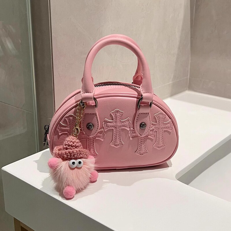 Pink Bowling Bag 2025 Trendy New Bag Women's Niche Handbag High-end Mini Crossbody Small Bag