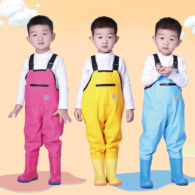 Children's Waterproof Overalls for Playing in Water, Kindergarten Waterproof Clothing, Kids' Rain Boots for Catching Fish, Unisex Rain Pants for Beach