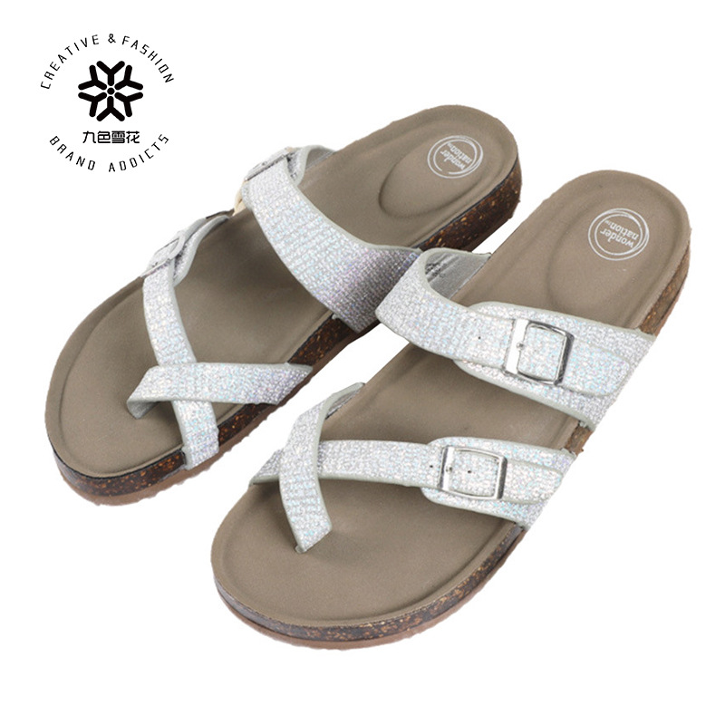 Sandalias Planas de Corcho a la Moda, Estilo Combinado para Padres e Hijos, Nueva Temporada de Verano 2025, Chanclas con Clip para la Punta, Zapatos de Playa para Exteriores, Uso Doméstico.