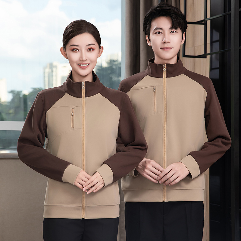 High-End Cleaning Staff Workwear Long-Sleeve Autumn and Winter Sweatshirt Hotel Property Cleaning Lady Jacket Sports Style