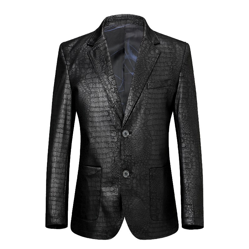 Leather Men's Genuine Leather Suit Haining Men's Single Leather Sheepskin Crocodile Pattern Suit Jacket Slim Fit W17803