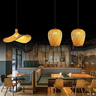 Bamboo Chandelier, New Chinese Style Lighting, Rattan Zen Tea Room Dining Lamp, Japanese Style Bamboo Lantern, Tea House Antique Lampshade