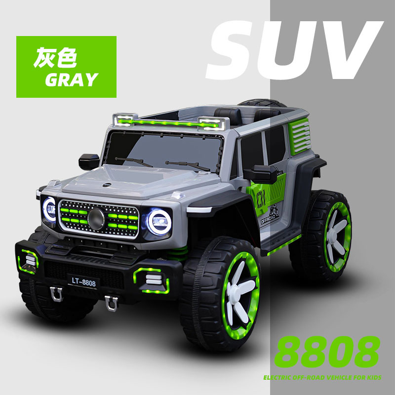 Niños de doble asiento de los niños de juguete eléctrico de cuatro ruedas padre-niño fuera de carretera multi-función de control remoto swing educación temprana Música