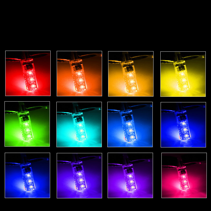 T10 ancho de luz silicona 5050-6smd coche LED colorido RGB pequeña Luz de matrícula luz intermitente de pegamento colorido Luz image 3