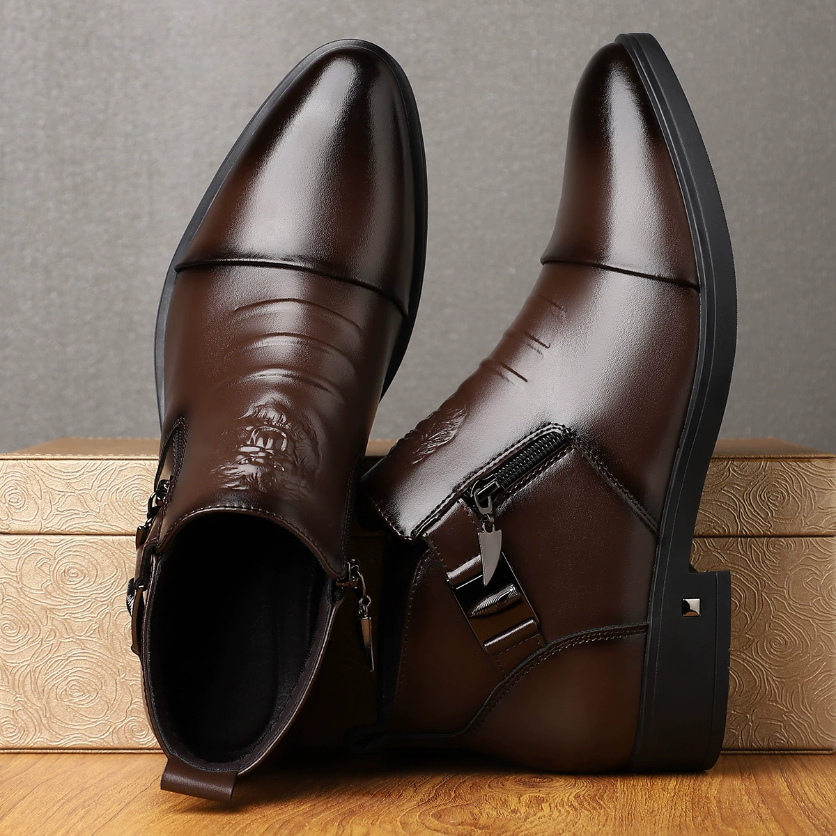 Трансграничные новые мужские деловые повседневные кожаные туфли