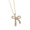 Necklace with bow, zirconium, chain for key bag , internet celebrity, 750 sample gold