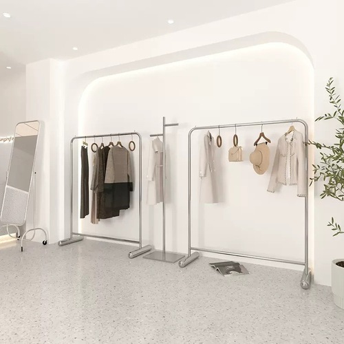 网红服装店挂衣架不锈钢展示架直播间落地衣架女装陈列货架中岛架