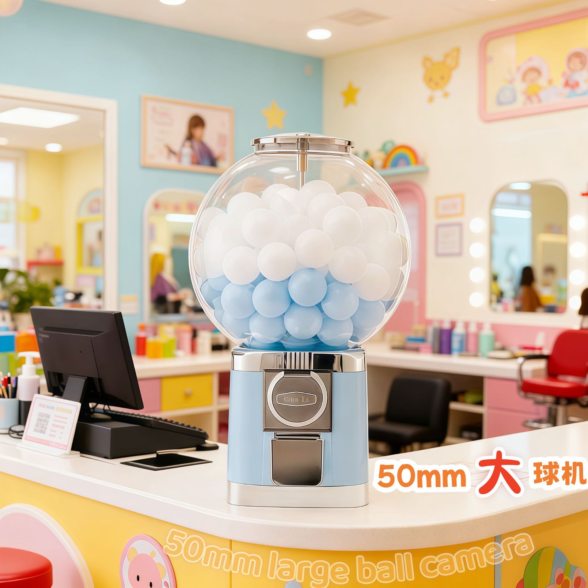 Nuevo 50mm máquina de torsión de huevos accesorios de actividad centro comercial de mesa abierto reunión anual bola de lotería doméstica juguete infantil máquina de bola