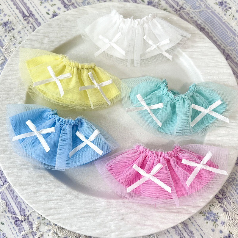 In-Stock 10cm 20cm Cotton Doll Summer Half-Skirt Tulle Skirt Plush Toy Dress-Up Bowknot Tulle Skirt Doll Clothes