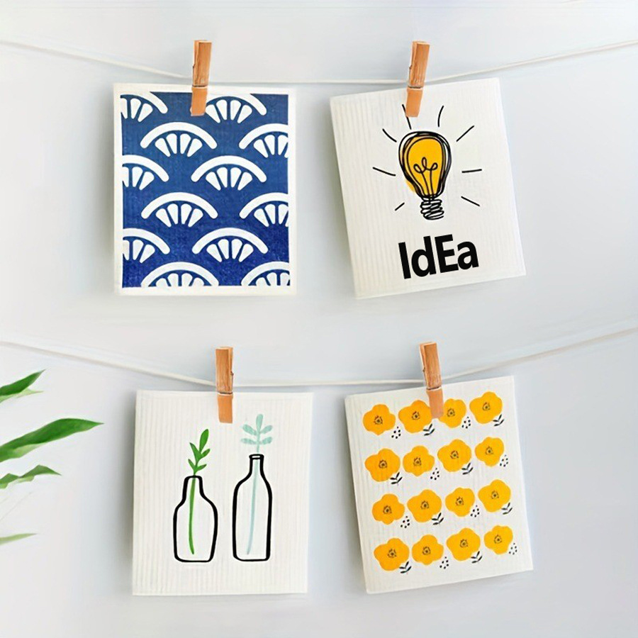 Toallas suecas alemanas dm toallas absorbentes de agua sin aceite eco pulpa de algodón impresa toallas de cocina