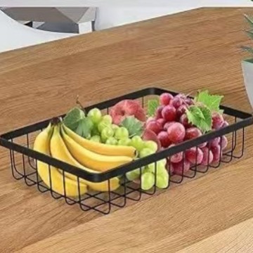 Cesta de frutas, asa de madera, hierro, agua, doble capa, tres capas, canasta de mano, sala de estar, cocina, pan, canasta de almacenamiento de bocadillos, estante