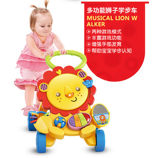 Cross-border multi-functional lion walker baby early education educational toys baby music anti-rollover toddler trolley