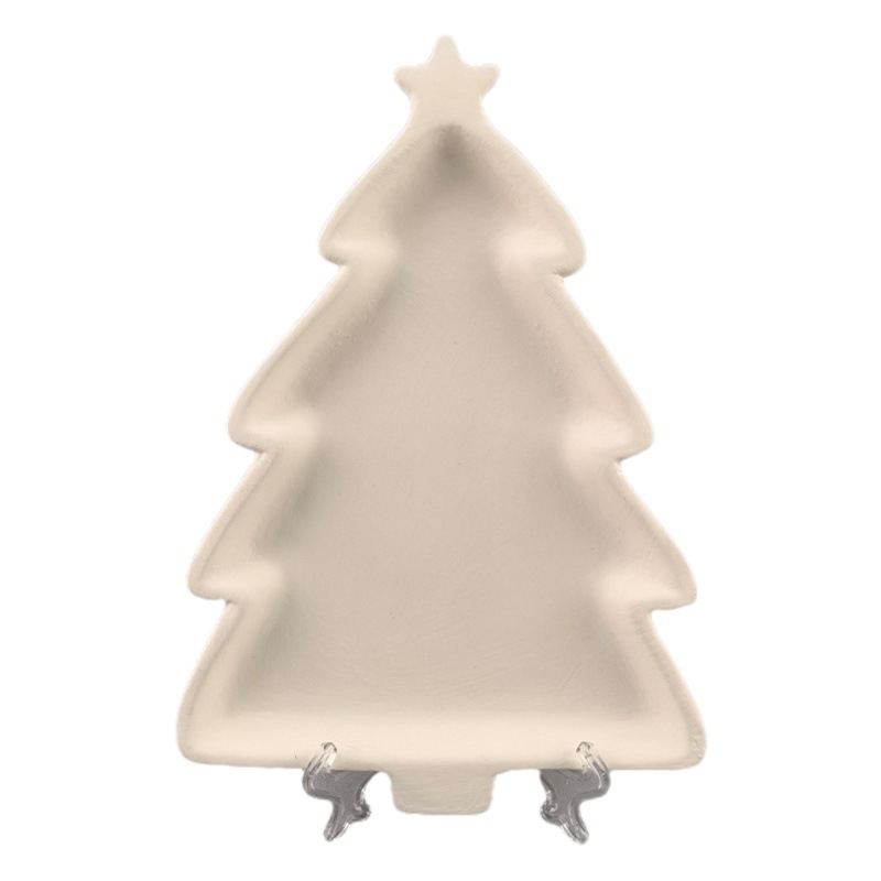 Plain embrión FORMA DE Navidad placa DIY llanura pintura en blanco cerámica porcelana blanca placa tradicional pintura china pintada Placa de graffiti blanco